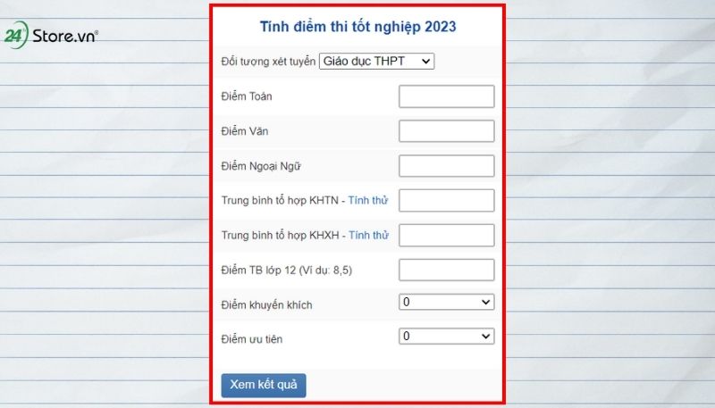 tính điểm xét tốt nghiệp