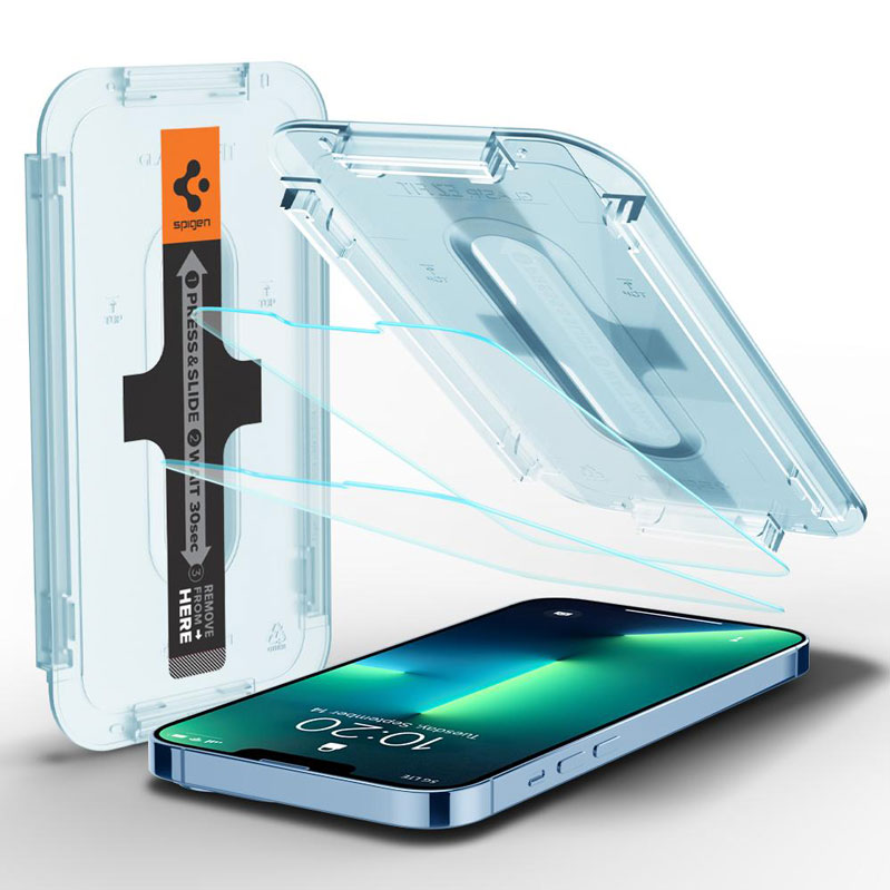 Phụ kiện iPhone 13 hình 2 Bảo vệ màn hình Spigen có độ cứng bảo vệ màn hình xếp thứ hạng 9h trên thang độ cứng Mohs