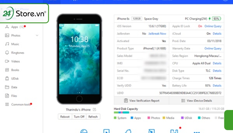 phần mềm check iphone