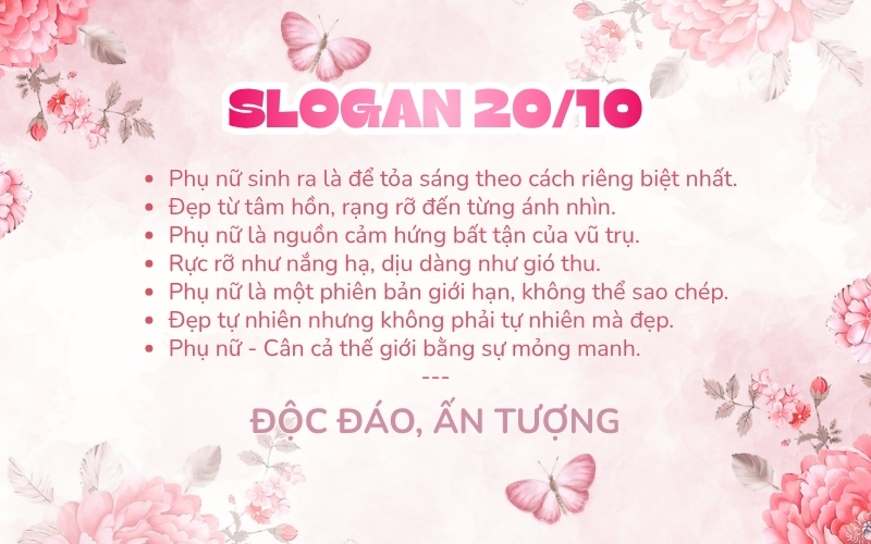 slogan 20/10 độc đáo ấn tượng