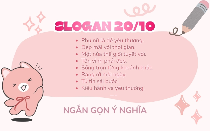 slogan 20/10 ngắn gọn, ý nghĩa