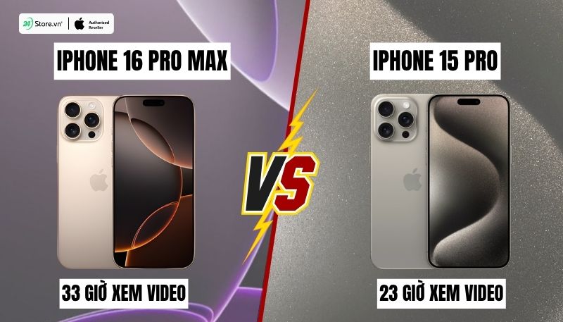 so sánh pin iphone 16 pro max và iphone 15 pro