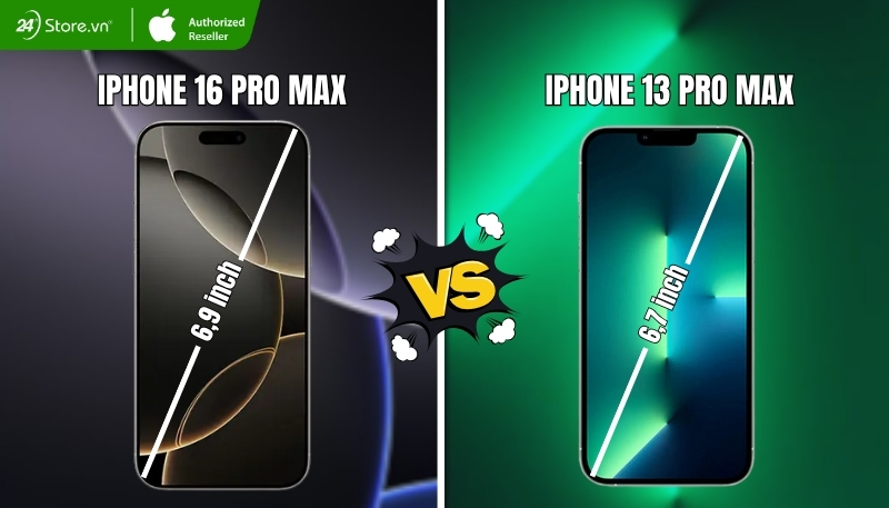 so sánh màn hình iPhone 16 Pro Max và iPhone 13 Pro Max