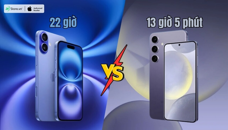 So sánh Samsung Galaxy S24 và iPhone 16 về pin