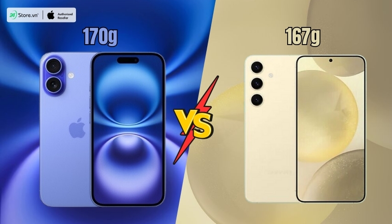 So sánh iPhone 16 và Galaxy S24 về trọng lượng