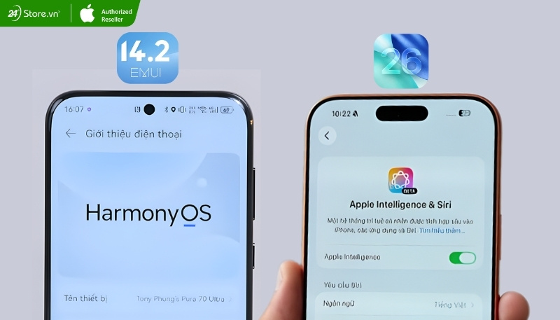 so sánh hệ điều hành iphone 17 pro max và huawei pura 70 ultra
