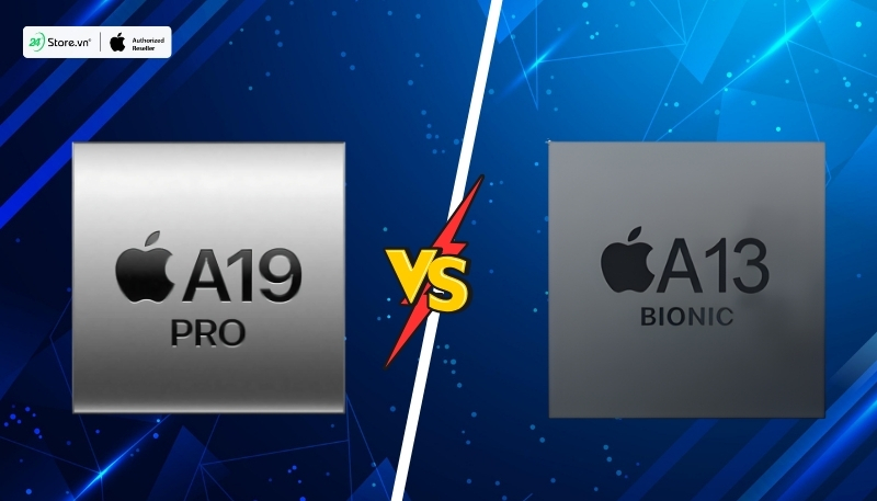so sánh hiệu năng chip a19 pro và a13 bionic