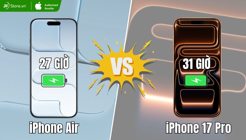 So sánh pin của iPhone Air và iPhone 17 Pro