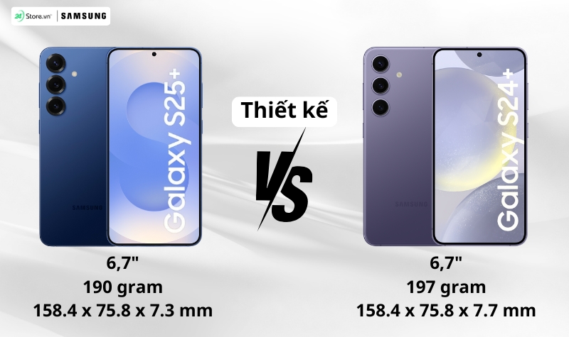 So sánh samsung galaxy s25 plus và galaxy s24 plus về thiết kế