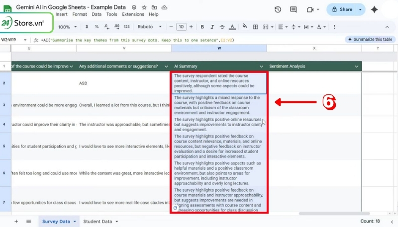 sử dụng hàm ai trong google sheet như thế nào