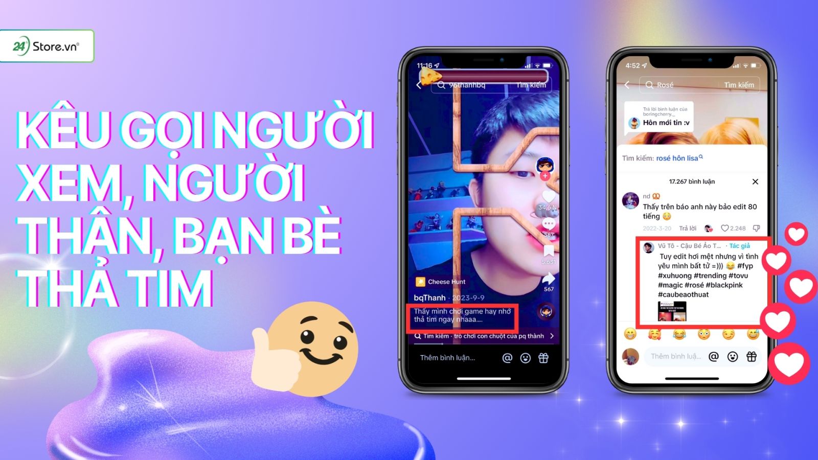 Kêu gọi người xem, người thân, bạn bè thả tim