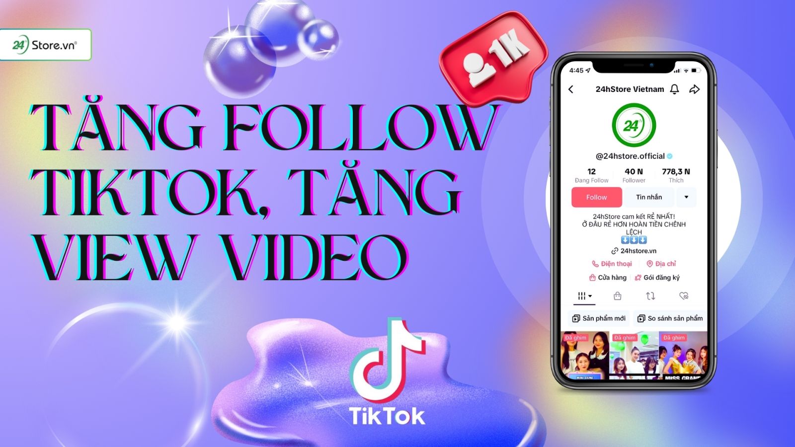 Tăng follow TikTok, tăng view video