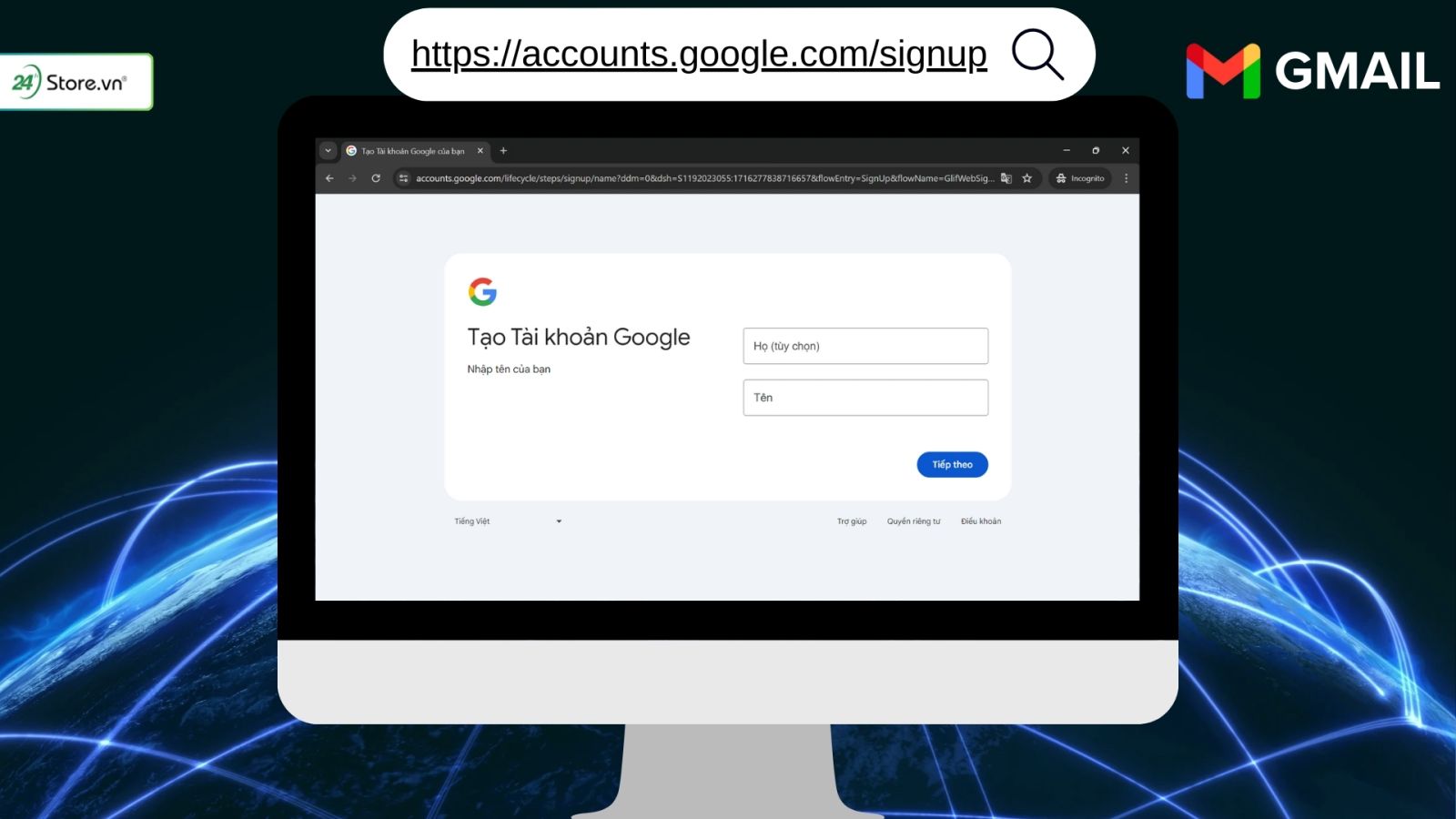 tạo gmail không cần số điện thoại trên máy tính