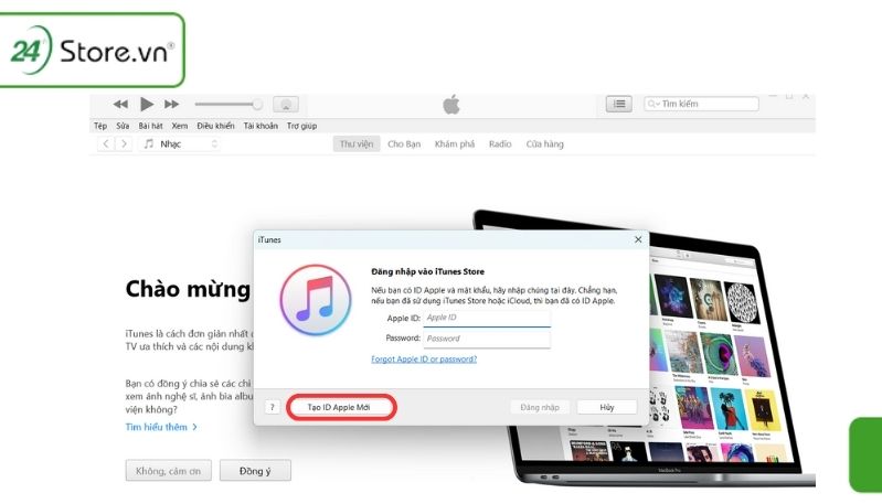 chọn vào Tạo ID Apple mới