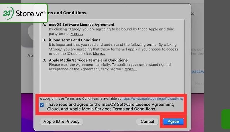 Đồng ý các điều khoản của Apple