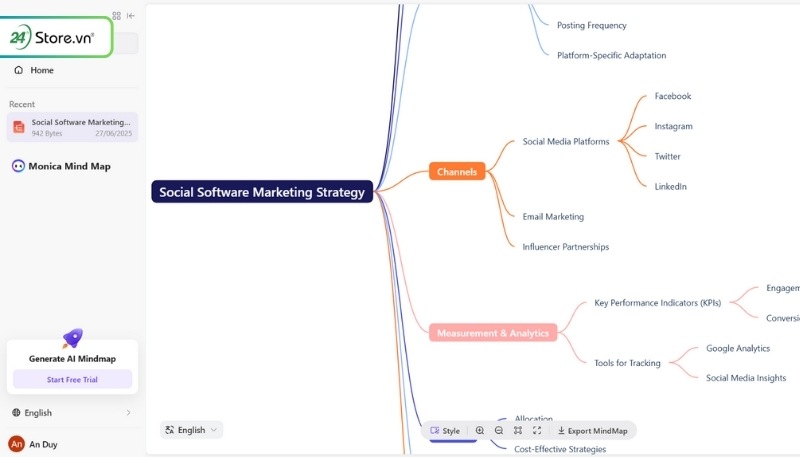 Monica AI Mind Map Maker Sắp xếp ý tưởng khoa học