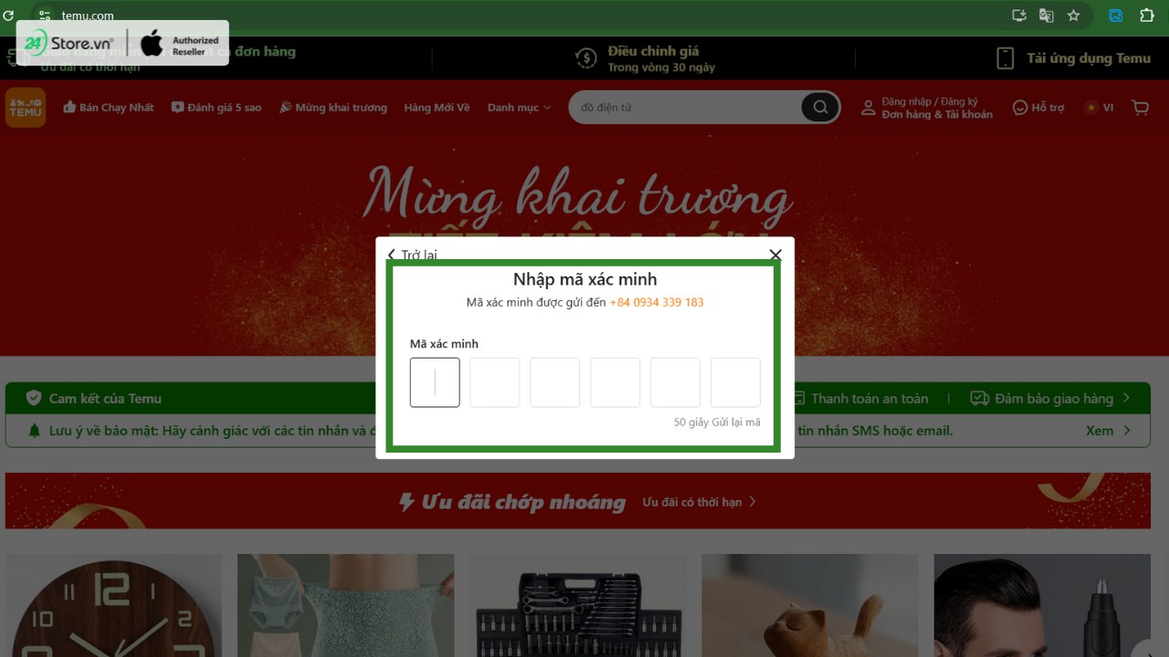 Cách đăng ký tài khoản Temu trên web máy tính