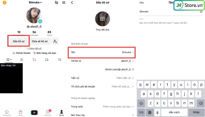 cách đổi tên tiktok