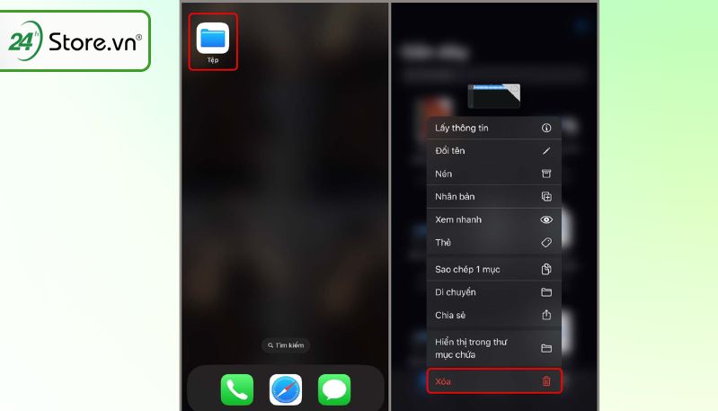 xóa tệp trên iphone