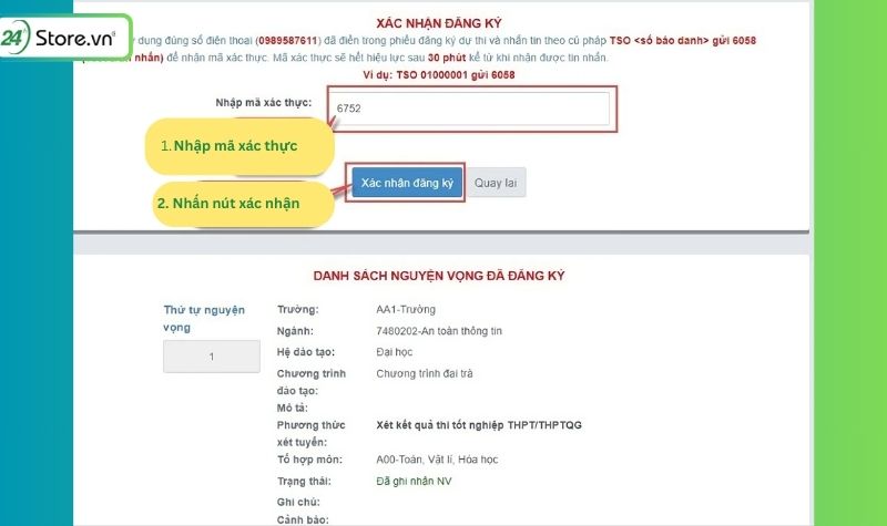 link thay đổi nguyện vọng đại học