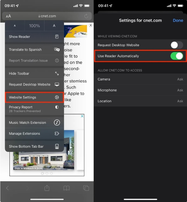 Safari trên iPhone Cách bật Reader View ở mọi trang web bạn thích