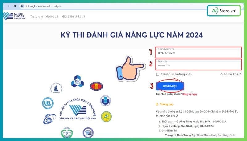 Tra cứu điểm thi đánh giá năng lực 2024