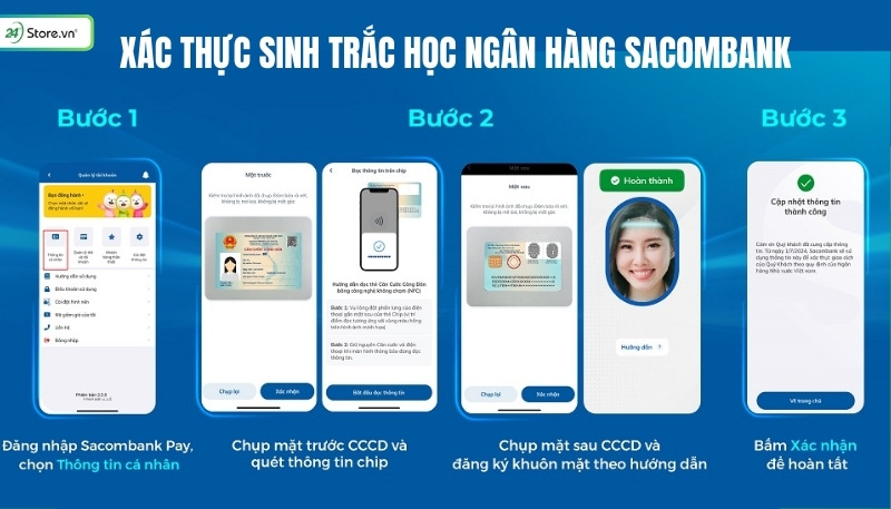 Cách quét NFC xác thực sinh trắc học ngân hàng SAcombank