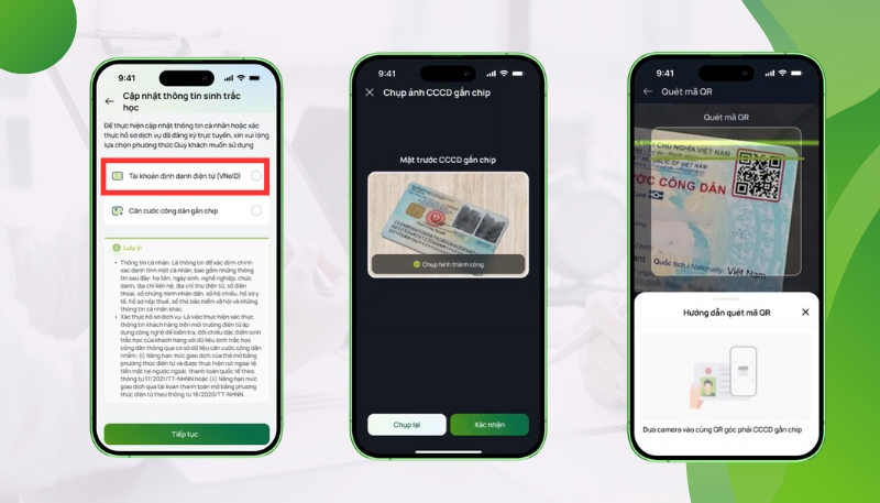 Cách xác thực sinh trắc học ngân hàng Vietcombank