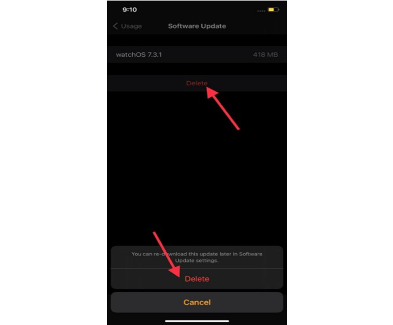 nhấn vào xoá trên màn hình iphone